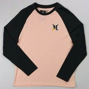 Men's Hurley Color Blocked Cotton Long Sleeve Raglan T-Shirt Size Small Med NWT